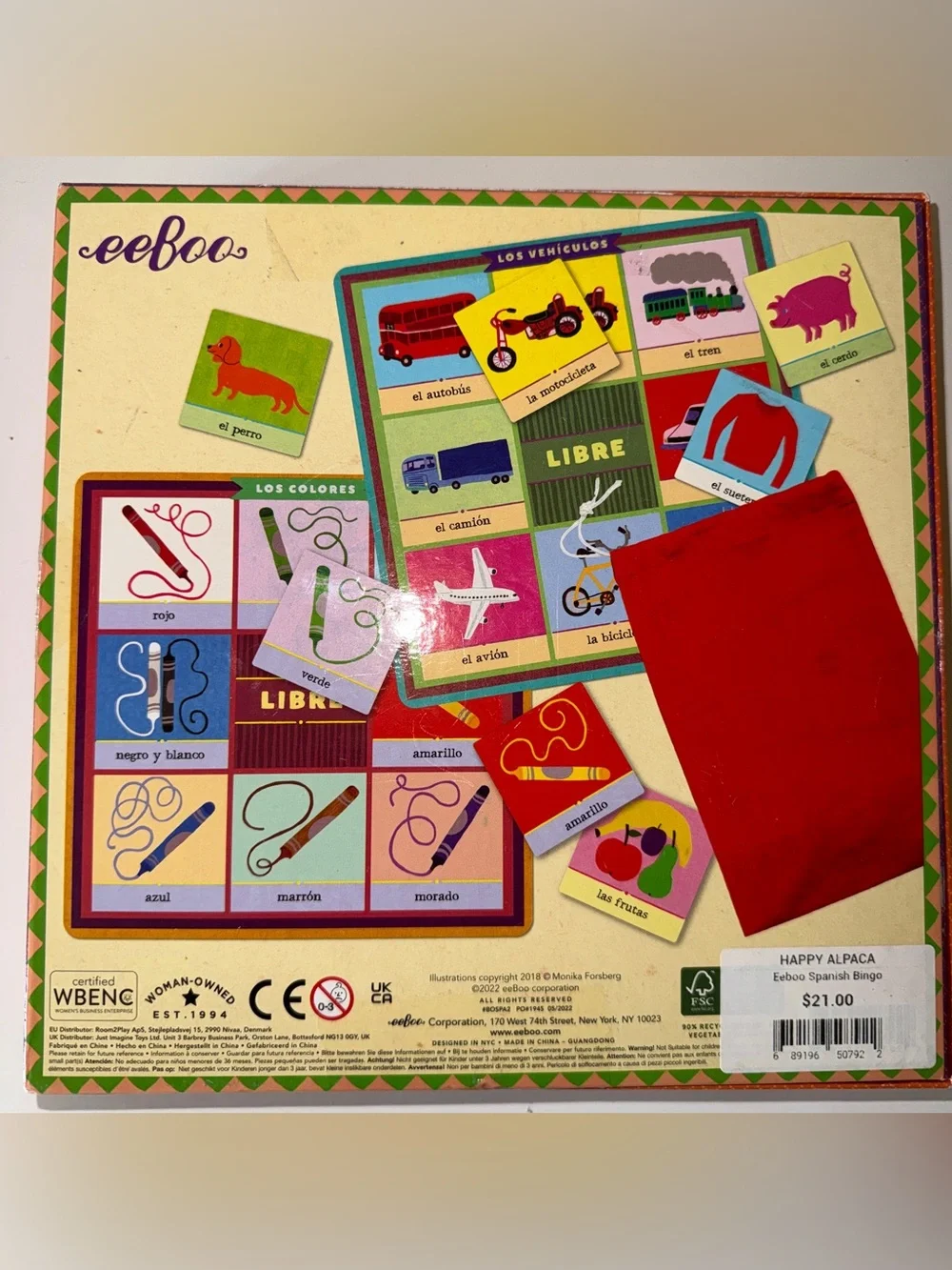 NEW Eeboo Spanish Vocabulary Bingo Learning Game En Espanol READ DESCRIPTION